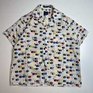Vintage 80’s Loop Collar Beach Umbrellas Print Van Heusen Button Up Shirt Large
